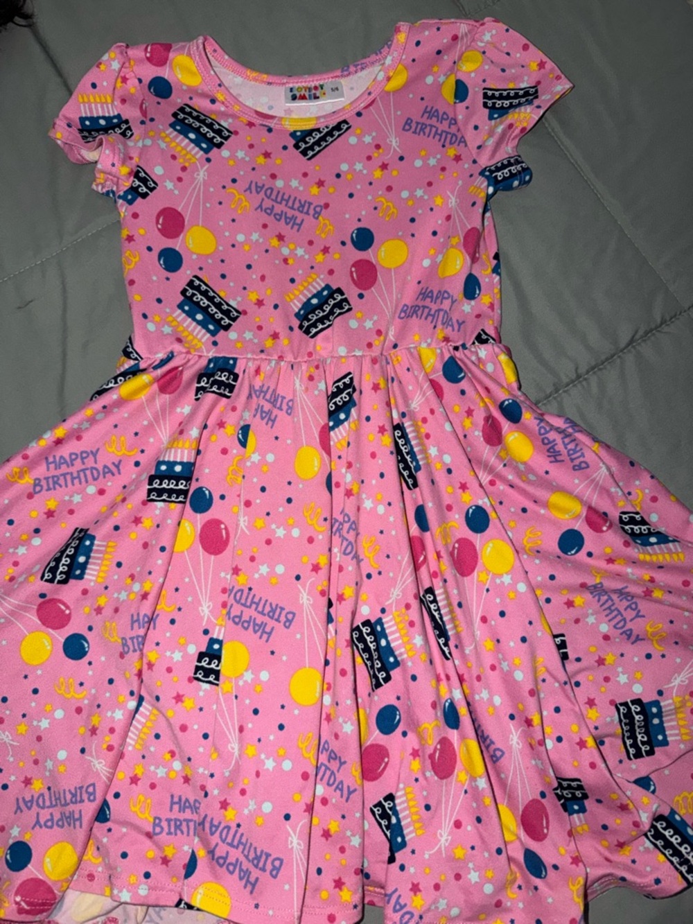 Dot dot smile pink birthday dress.  Size 5/6